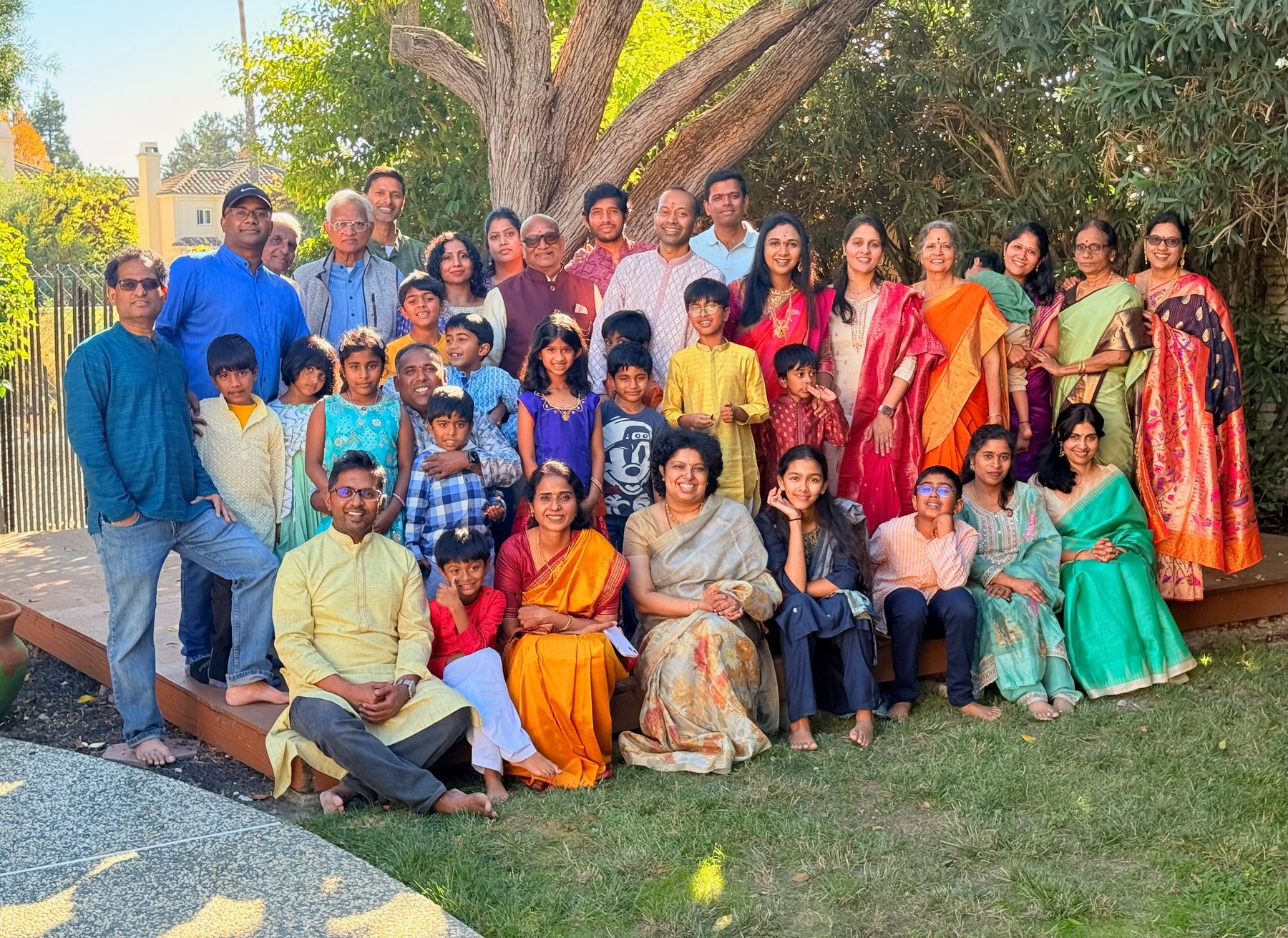 The whole gang at Pradeep's puja and lunch eventt